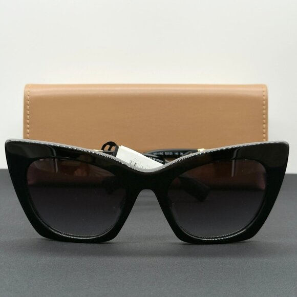 Burberry Sunglasses B 4372U 3001/8G Polished Black Grey Gradient Lens Gold Logo - Picture 2 of 11